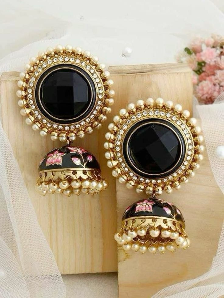 Black Floral Jhumka