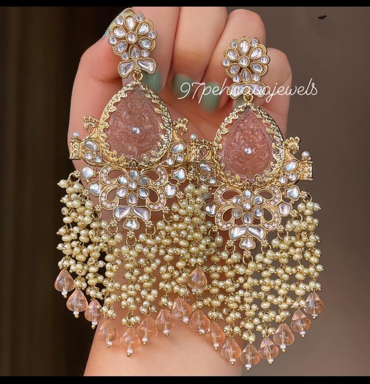 pink stone kundan work