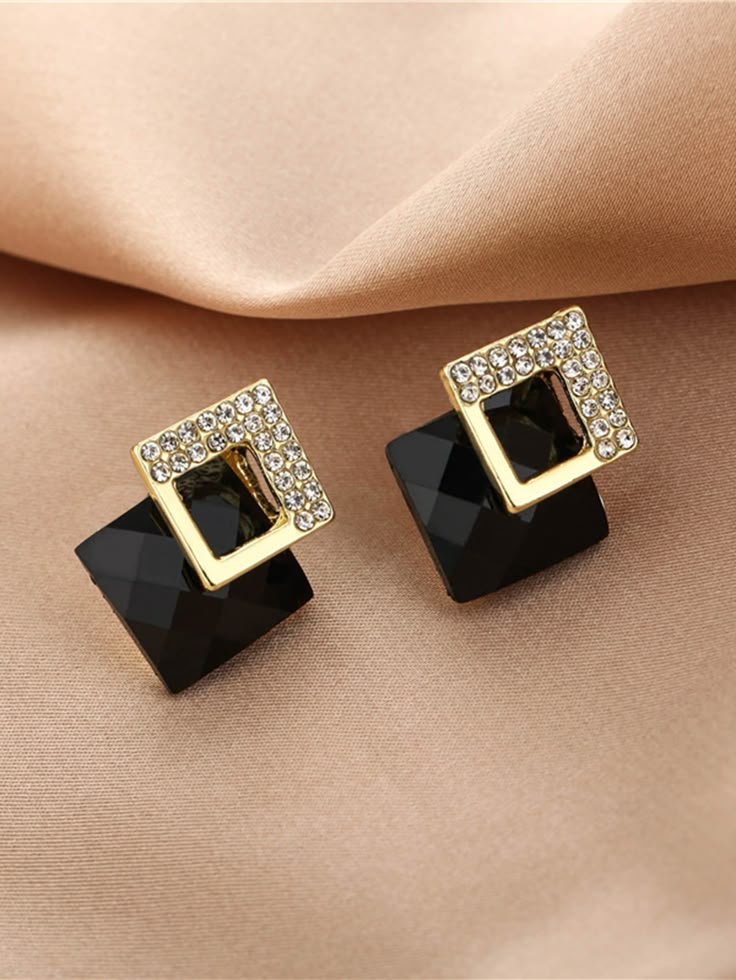 Black Square Studs